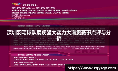 深圳羽毛球队展现强大实力大满贯赛事点评与分析